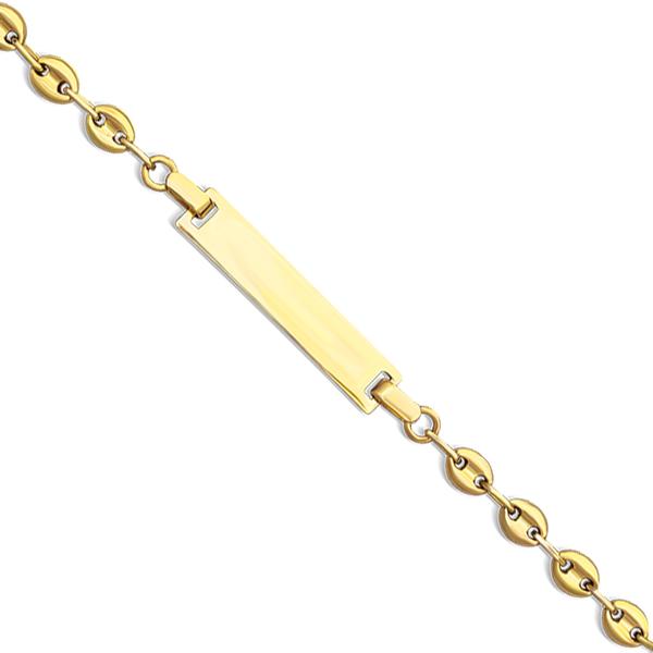 14 Karat Yellow Gold Baby Puffed Mariner ID Bracelet