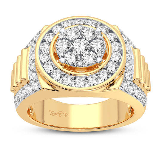 Men's 14 Karat Yellow Gold Contemporary Diamond Fashion Ring