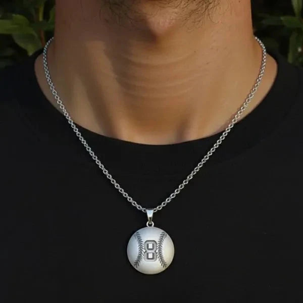 Sterling Silver Personalized Baseball Charm Pendant with Number