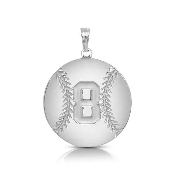 Sterling Silver Personalized Baseball Charm Pendant with Number