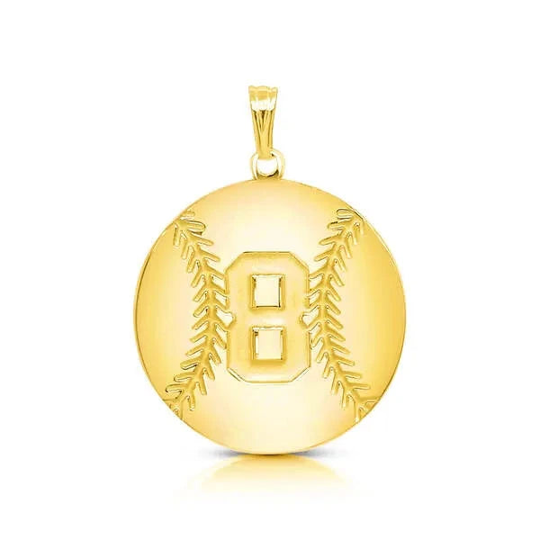 Personalized Baseball Charm Pendant with Number