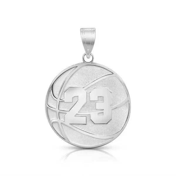 Personalized Basketball Charm Pendant with Number