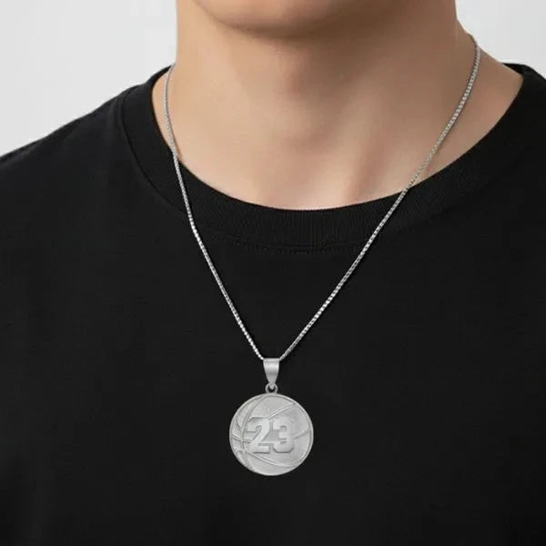 Personalized Basketball Charm Pendant with Number