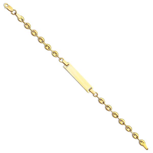 14 Karat Yellow Gold Baby Puffed Mariner ID Bracelet