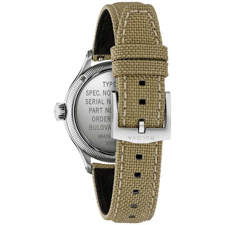 Case back of the Bulova A-11 Jimmy men's watch, 96A354