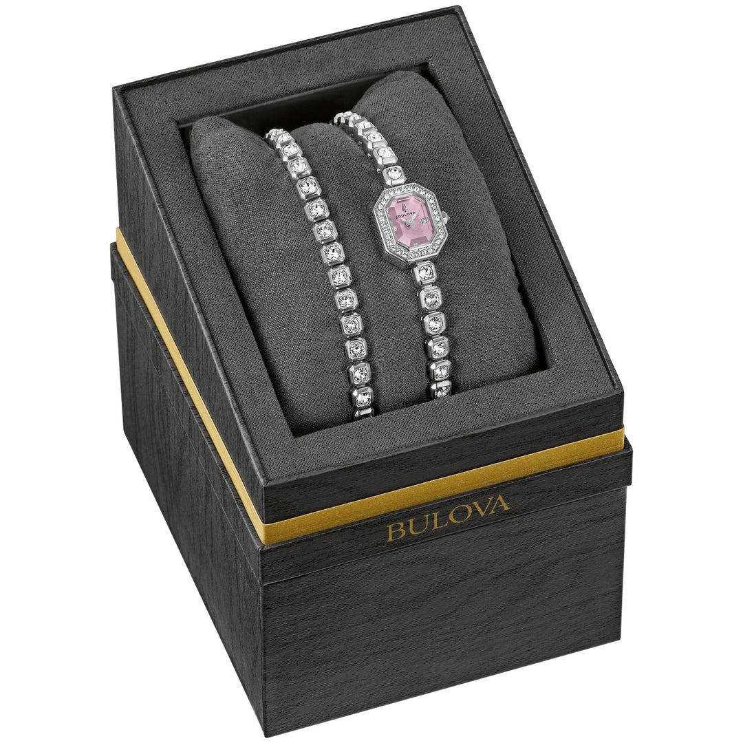 Bulova Crystal Box Set women's watch 96X168 in its Bulova box set presentation case