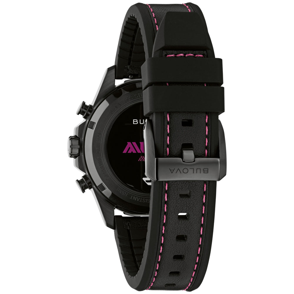 Case back of the Bulova E1 Team Miami Marine Star men's watch, 98B476