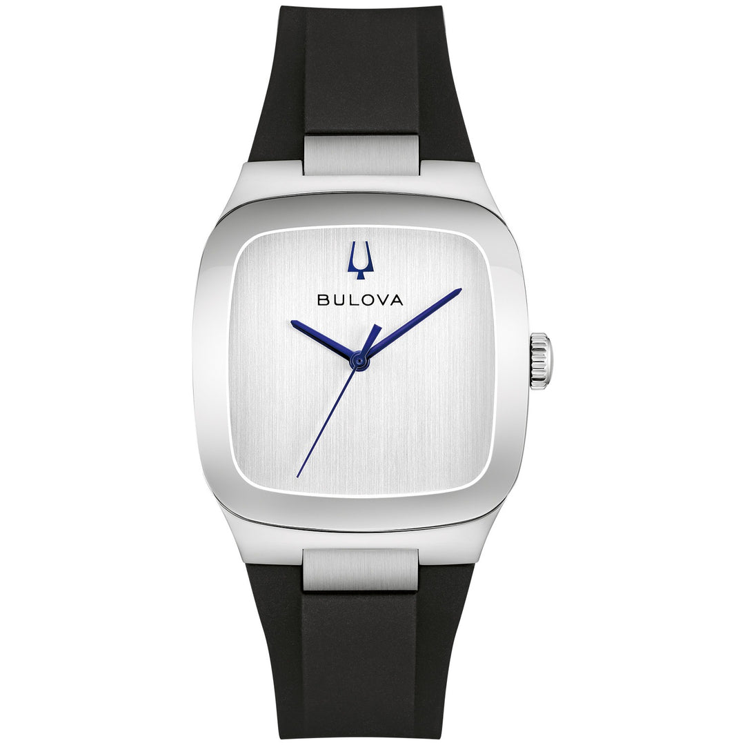Bulova Latin GRAMMY Millennia men's watch with a brushed silver-white dial, front view (96A335)
