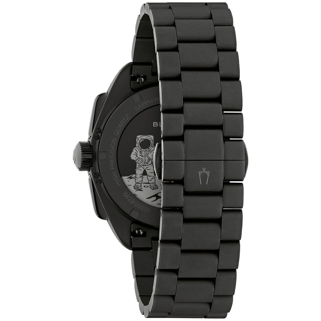 Case back of the Bulova Lunar Pilot Black Hole men's watch, 98A335