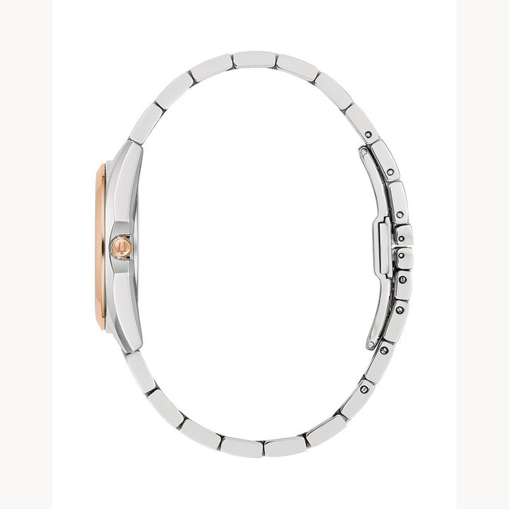 Bulova Surveyor women's two-tone stainless steel bracelet dress watch 98P207 side profile