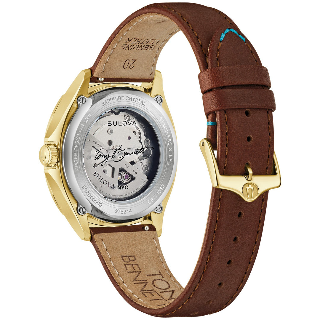 Case back of the Bulova Tony Bennett NYC men's watch, 97B244