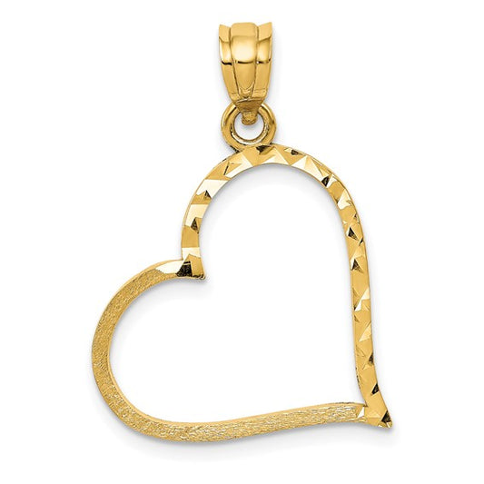 14 Karat Yellow Gold Heart Charm Pendant