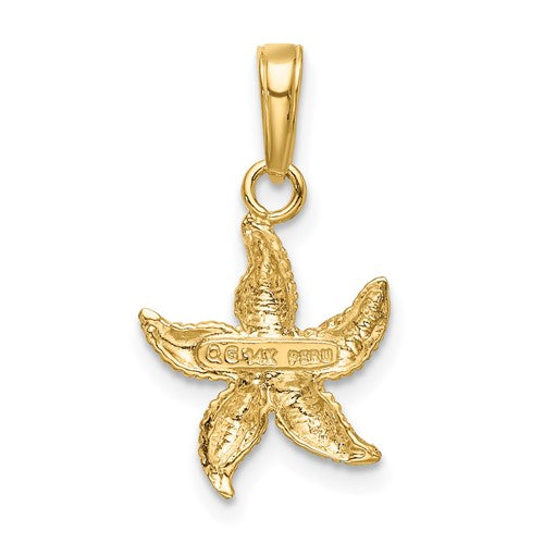 14 Karat 2 Tone Gold Starfish Charm Pendant