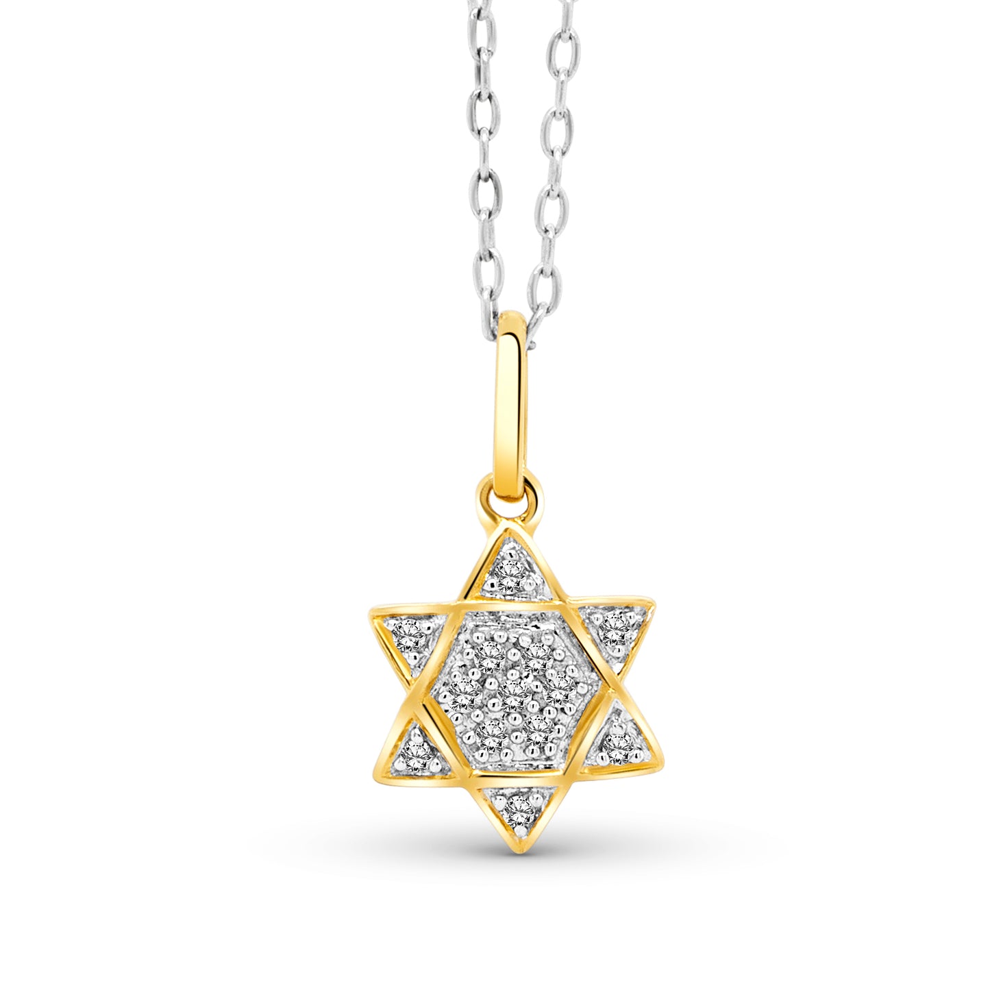 14 Karat Yellow Gold Diamond Star of David Pendant