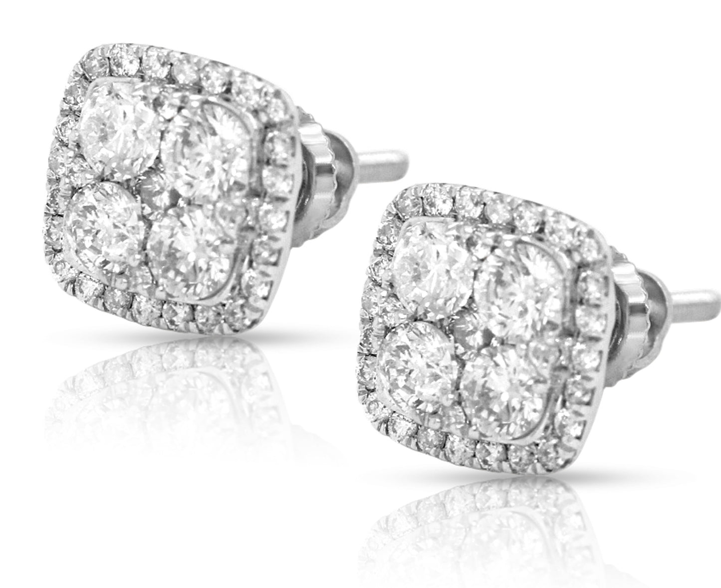14 Karat White Gold Diamond Stud Earrings