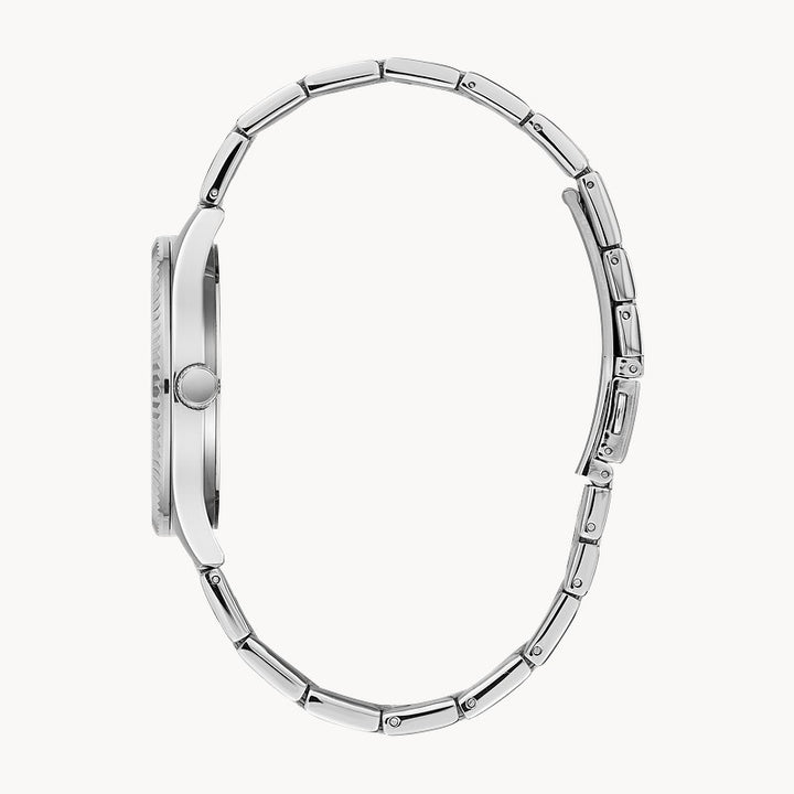 Caravelle Dress men's silver-tone stainless steel blue dial bracelet watch 43B151 angle view