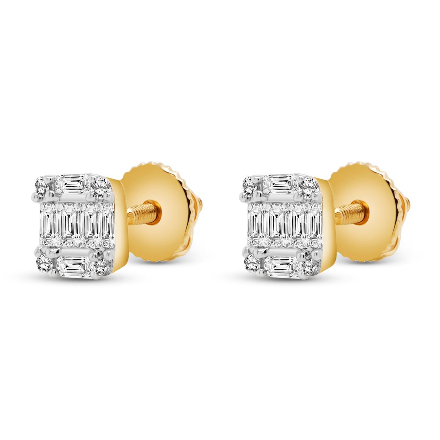 14 Karat Yellow Gold Diamond Stud Earrings