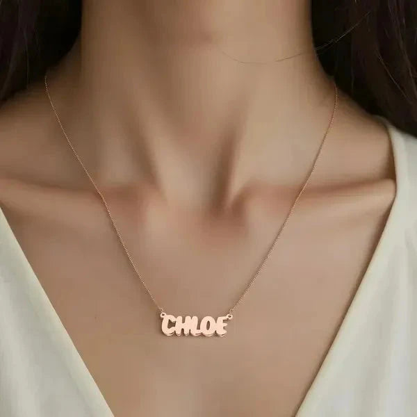 14 Karat Bubble Letter Name Necklace