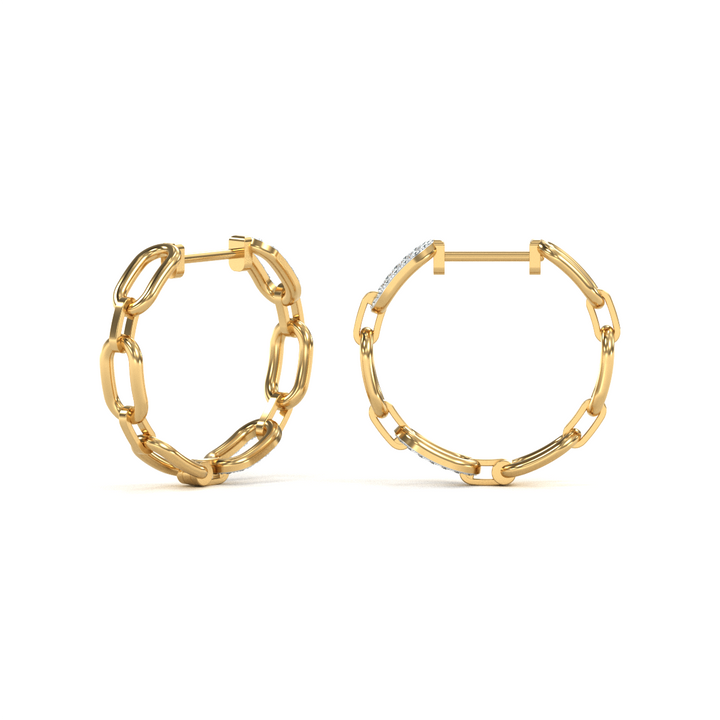 14 Karat Yellow Gold 0.28ct Diamond Small Open Link Hoop Earrings