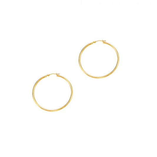 14 Karat Yellow Gold Medium Hoop Earrings