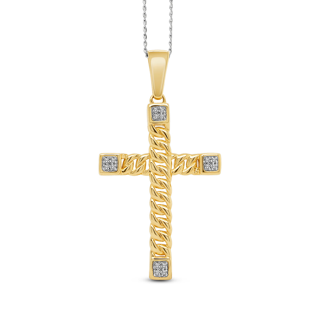 14 Karat Yellow Gold Diamond Cross Pendant | Ridgewood | Queens NY