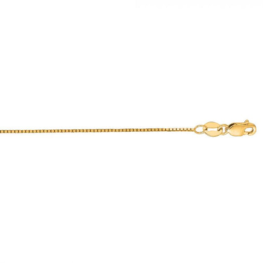14 Karat Yellow Gold Diamond Cut 0.68mm Box Link 24 inch Chain