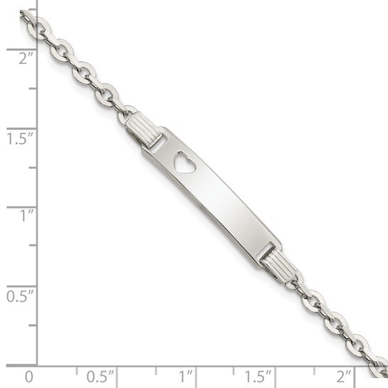 Sterling Silver ID Bracelet with Heart Cutout - 7.5 inches