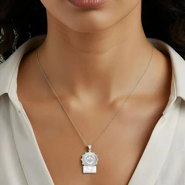 Personalized Police Detective Badge Charm Pendant with Number