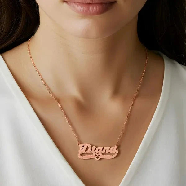 14 Karat Diamond Cut and Florentine Name Necklace
