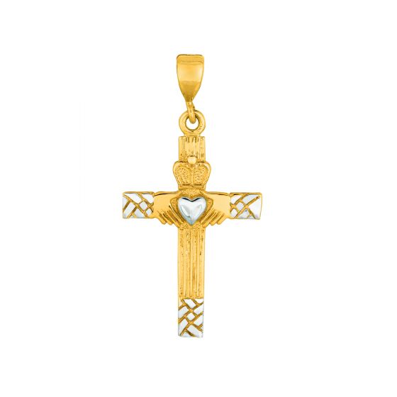 14 Karat Yellow Gold Cross Charm Pendant