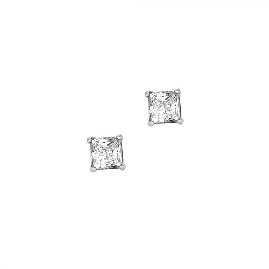 Sterling Silver 5mm Square Cubic Zirconia Studs