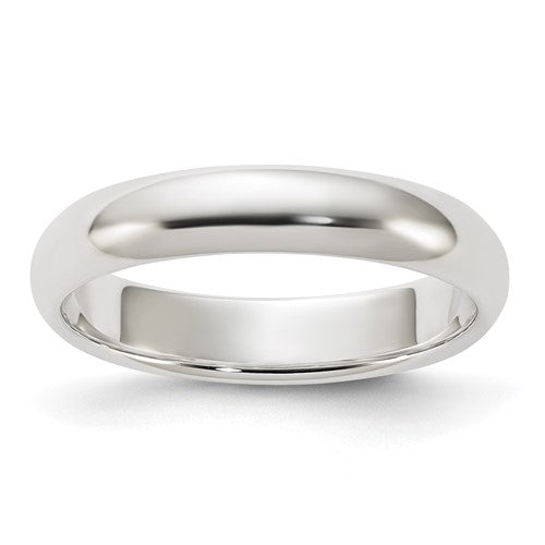 Lady's Sterling Silver White Gold 4mm Plain Wedding Band - Size 7