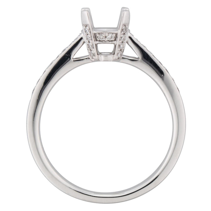 18 Karat White Gold 0.16ct Diamond Under Halo Semi-Mount Ring - Size 6.25