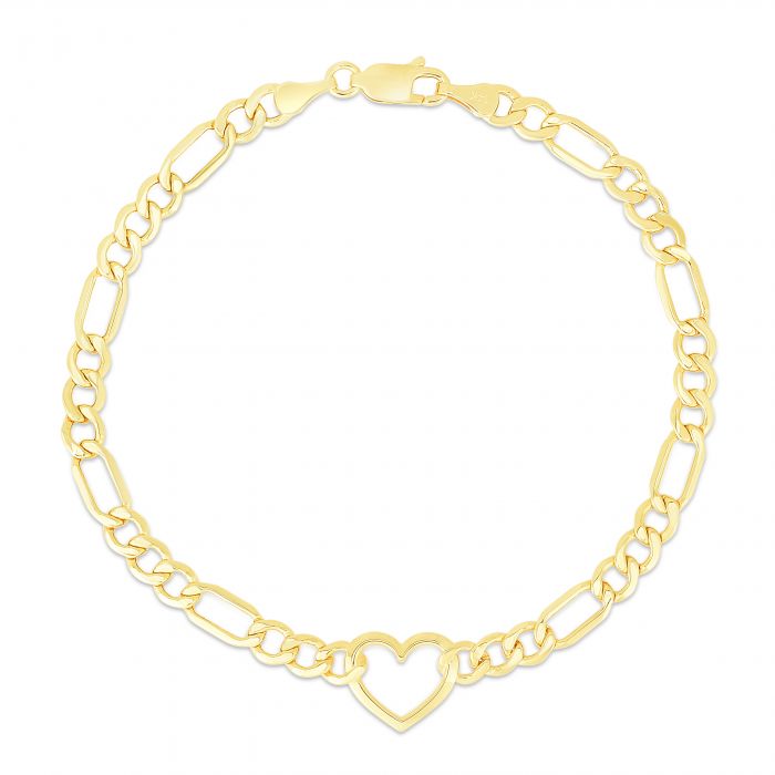 Ladies 14 Karat Yellow Gold Heart Bracelet
