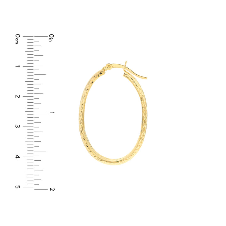 14 Karat Yellow Gold Diamond Cut Medium Hoop Earrings