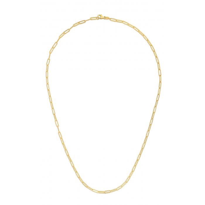 14 Karat Yellow Gold 2.5mm Paper Clip Link 18 inch Chain
