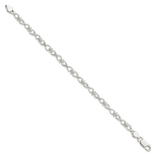 Sterling Silver Fancy Link 7.5 inch Bracelet