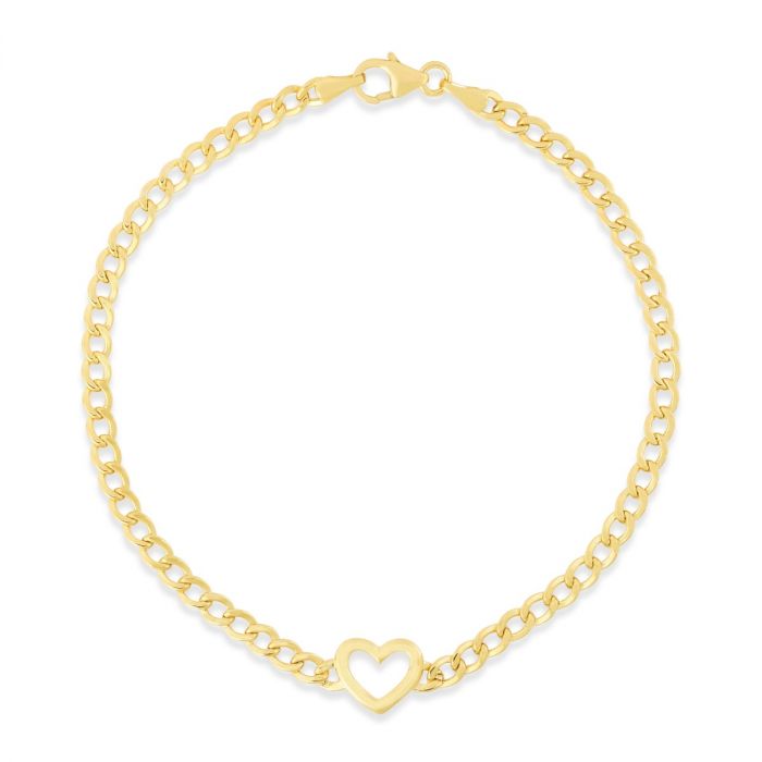 Ladies 14 Karat Yellow Gold Heart Bracelet