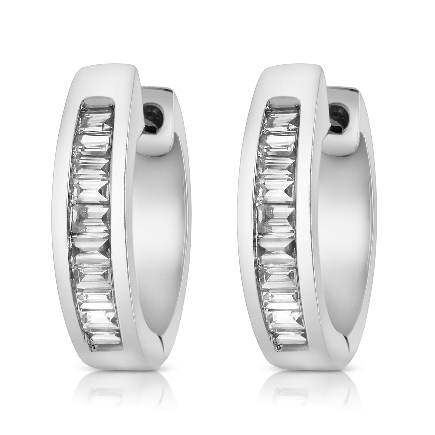 14 Karat White Gold Diamond Huggie Earrings