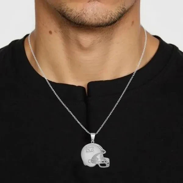 Personalized Football Helmet Charm Pendant with Number