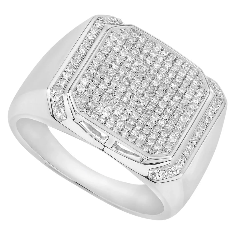 Gent's White 14 Karat Contemporary Fashion Ring 0.66ctw Round Diamonds — AJ's Jewelry Ridgewood, Queens NY