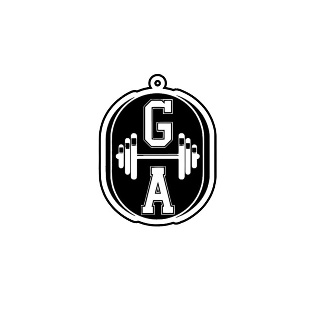 Vector rendering of the gym logo rebuilt for laser engraving into a 14kt yellow gold pendant — AJ's Jewelry Queens NY