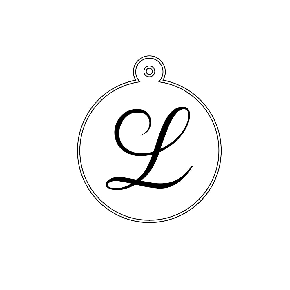 Adobe Illustrator vector design of a personalized initial disc pendant built for laser engraving in 14kt yellow gold — AJ's Jewelry Queens NY