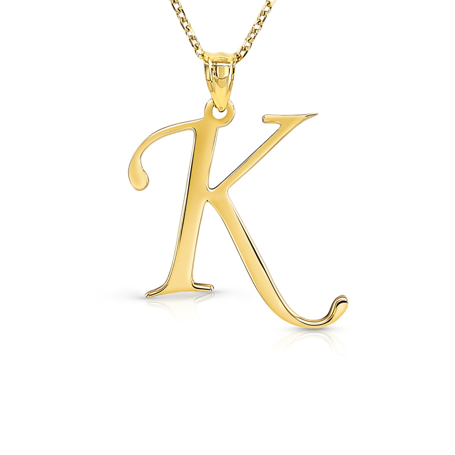 14 karat yellow gold initial K pendant custom jewelry mobile banner — AJ's Jewelry Ridgewood Queens NY