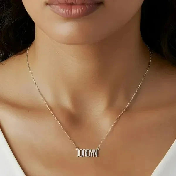 Sterling Silver Thin Letter Name Necklace