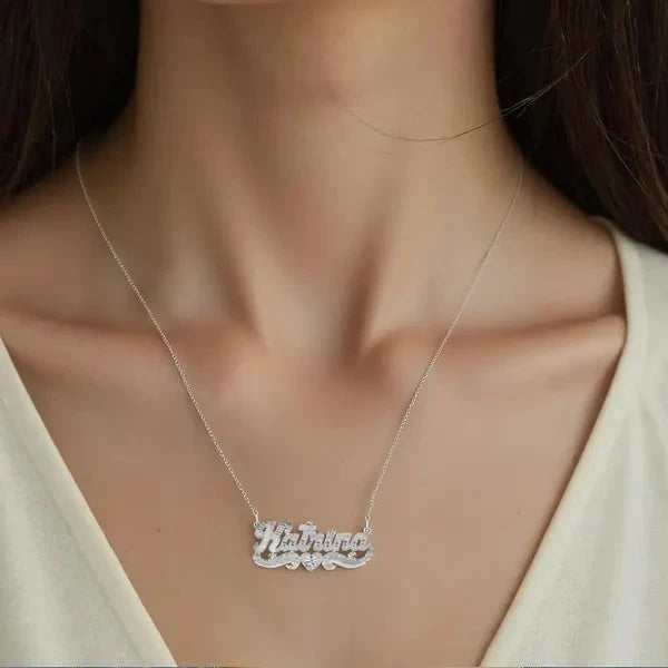 14 Karat Diamond Cut & Florentine Name Necklace
