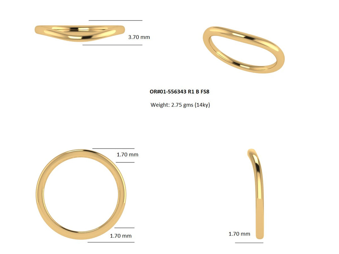 CAD design render and specifications for the matching wedding band — designed alongside the emerald 3-stone ring at AJ's Jewelry Queens NY
