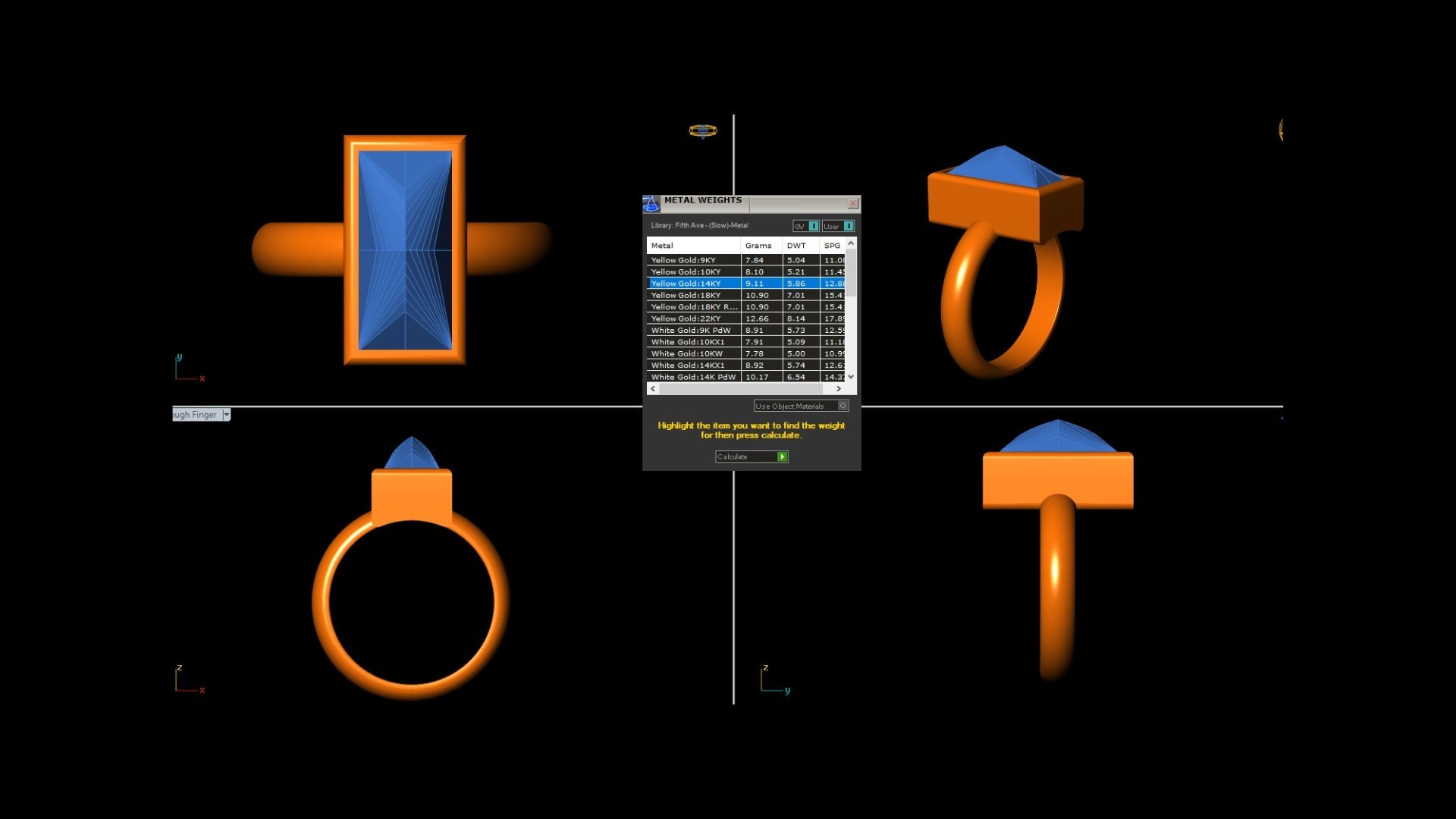 An image showing the digital design of the Custom 14 Karat Yellow Gold Labradorite Solitaire Ring
