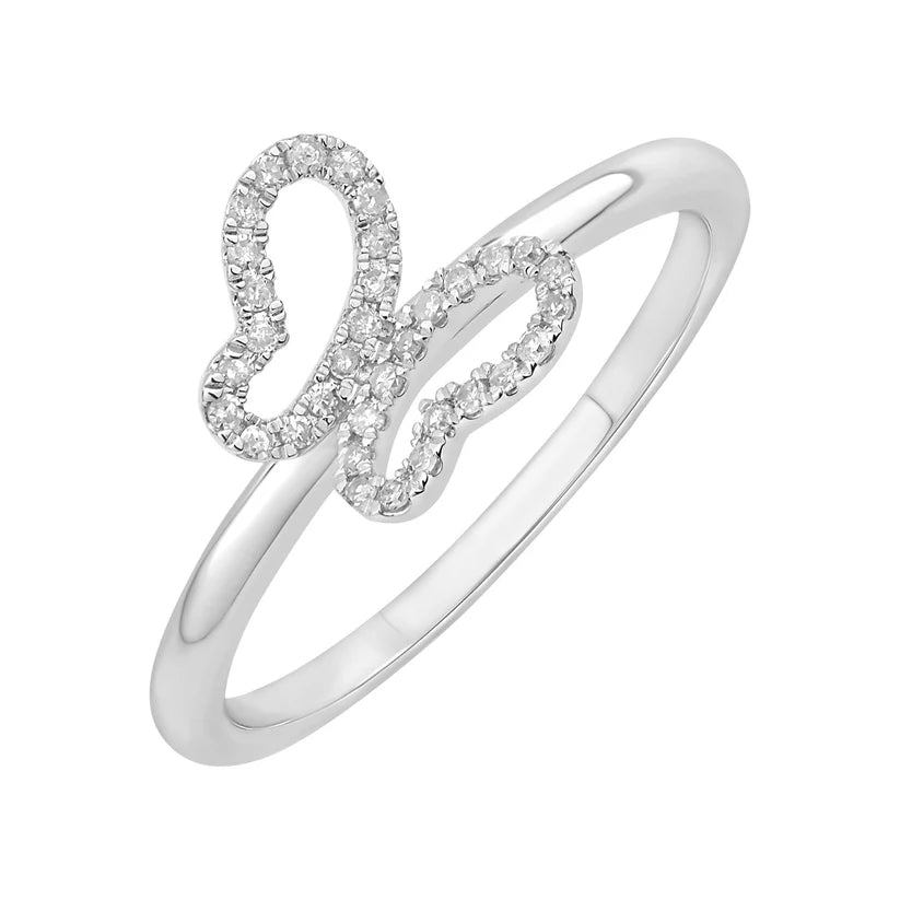 Lady's White 14 Karat Butterfly Fashion Ring With 0.12ctw Round Diamonds — AJ's Jewelry Ridgewood, Queens NY