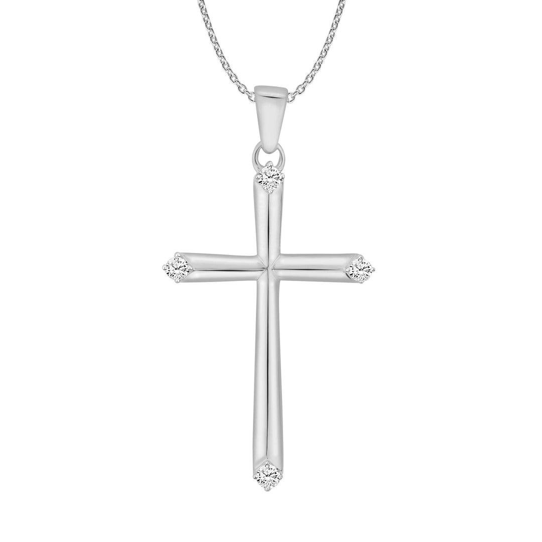 Lady's White 14 Karat Cross Pendant With 0.11ctw Round Diamonds — AJ's Jewelry Ridgewood, Queens NY